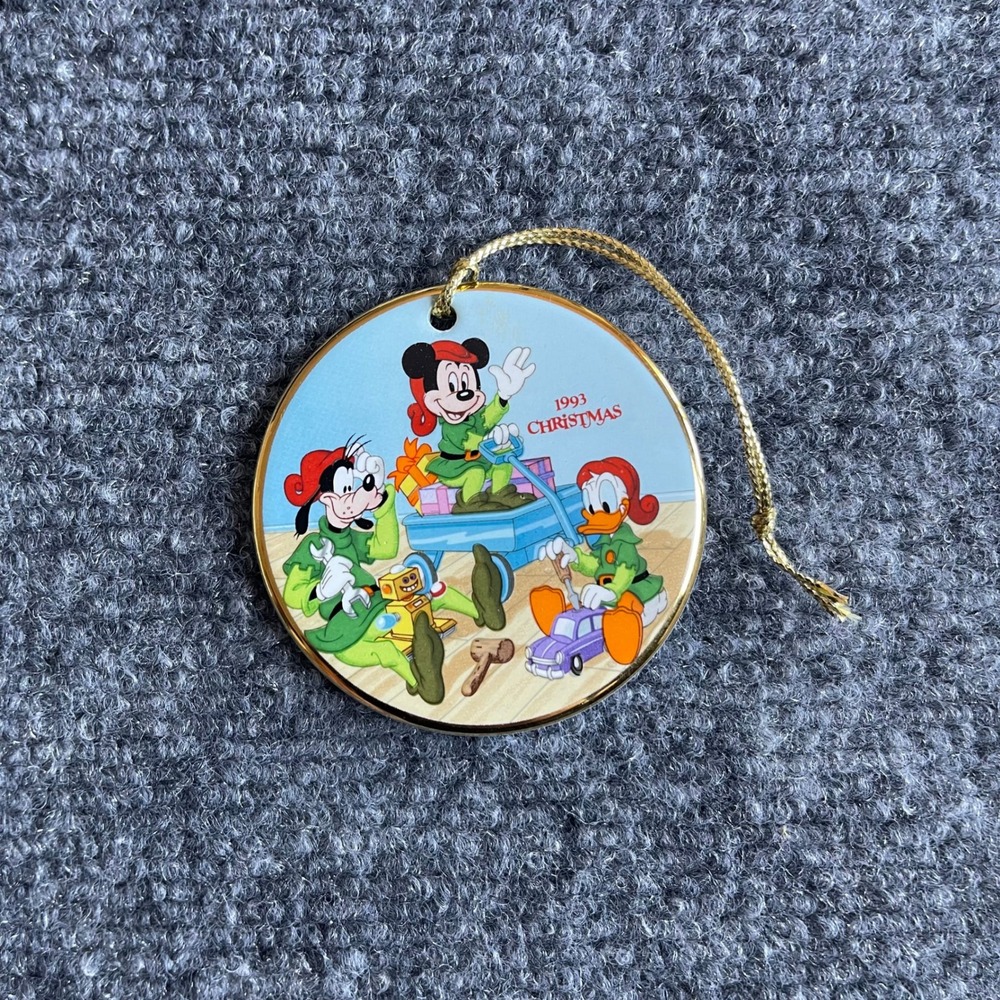 Vintage 1993 Disney Grolier Santa's Workshop Mickey Goofy Donald Ornament Box